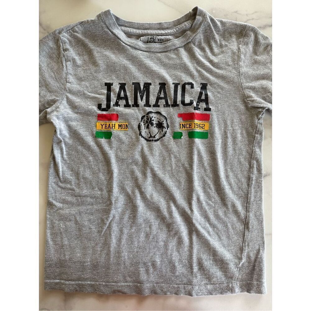 Jamaica kids unisex grey short sleeve crew t-shirt island vacation summer top Me
